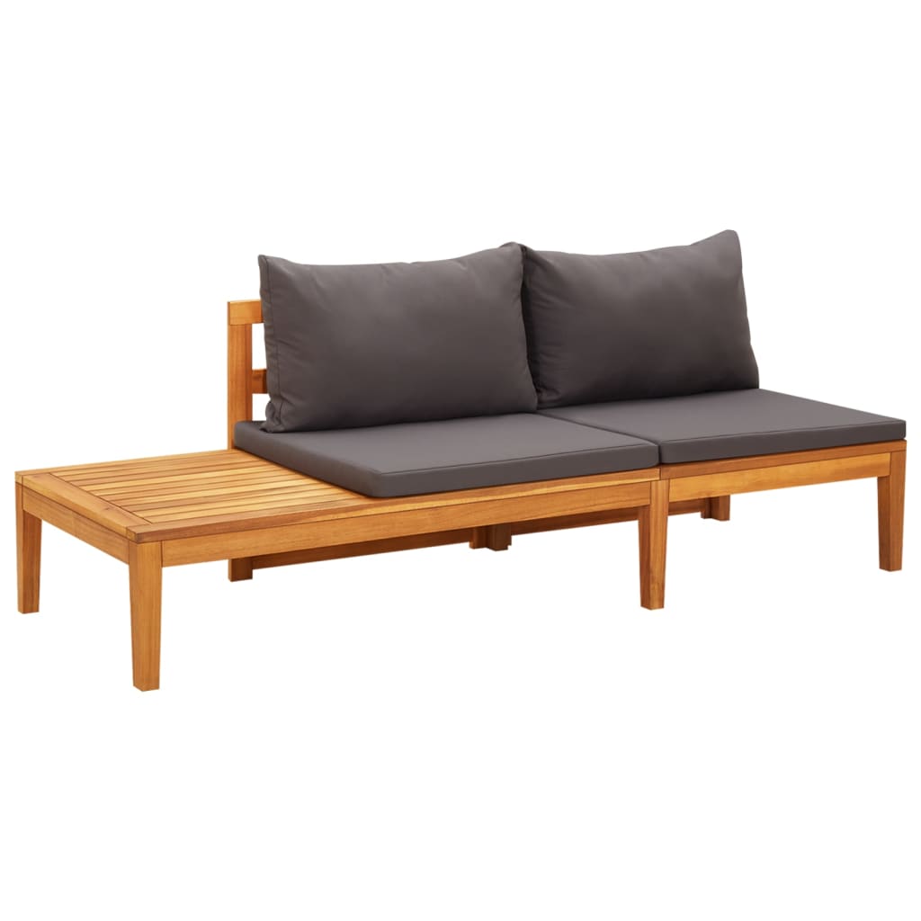 Bancos jardim c/ almofadões cinza-escuro 2pcs madeira de acácia