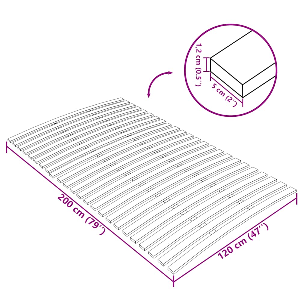 Substituição de ripas de cama com 24 ripas de 120x200 cm