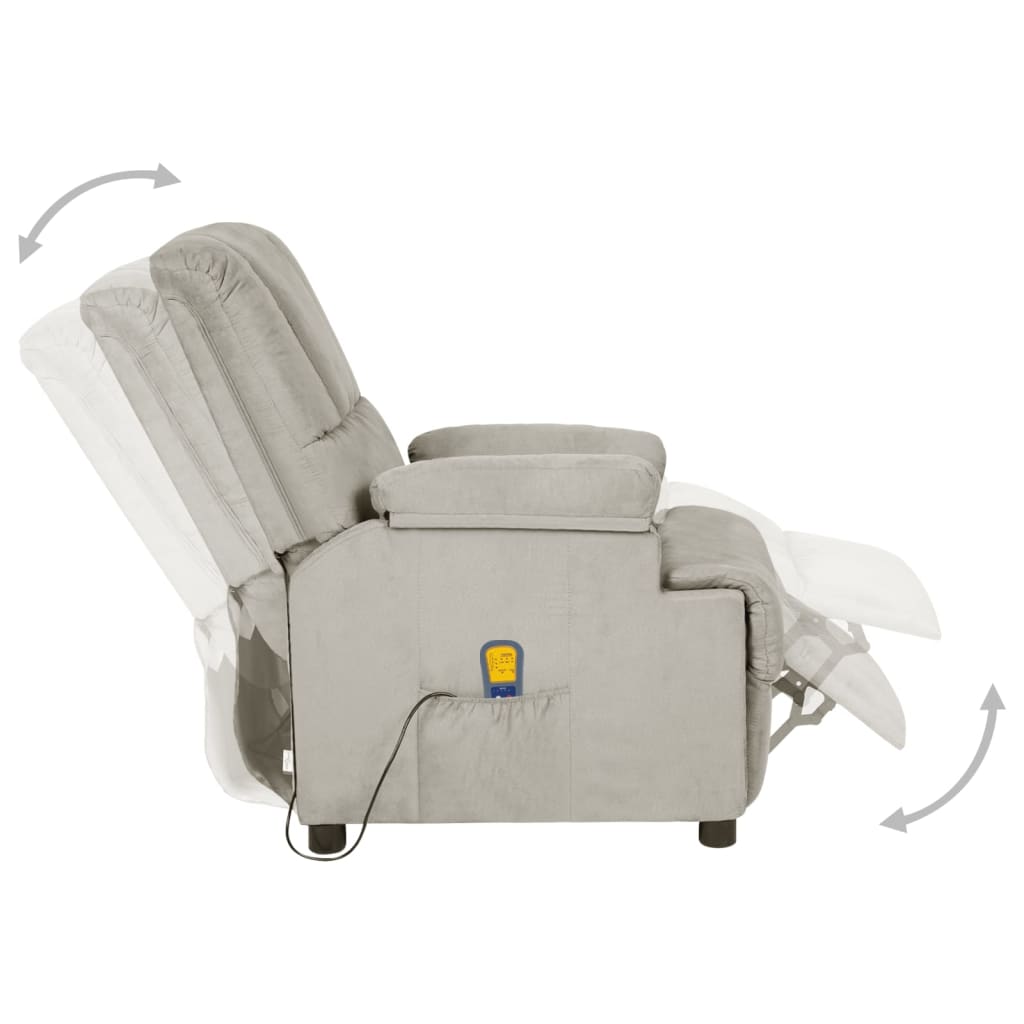 Poltrona de massagens tecido microfibra cinzento-claro