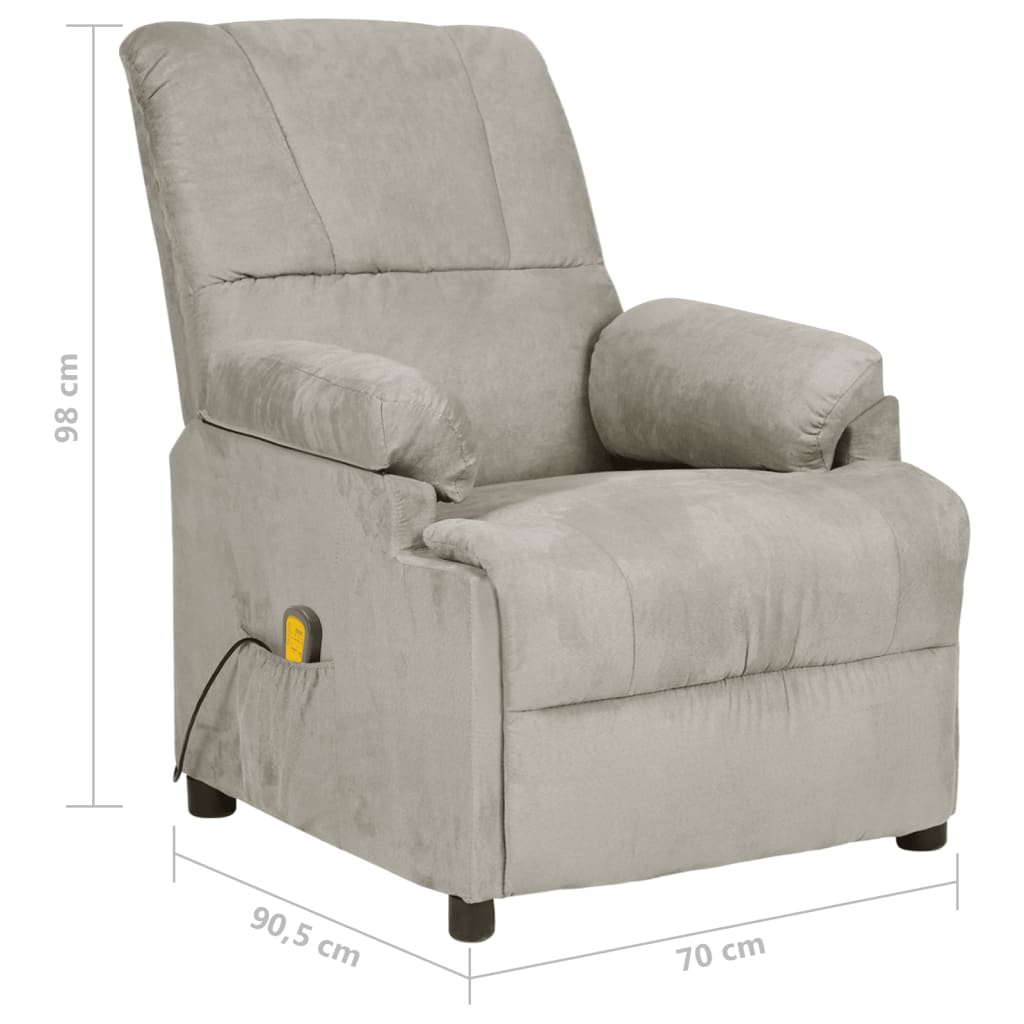 Poltrona de massagens tecido microfibra cinzento-claro
