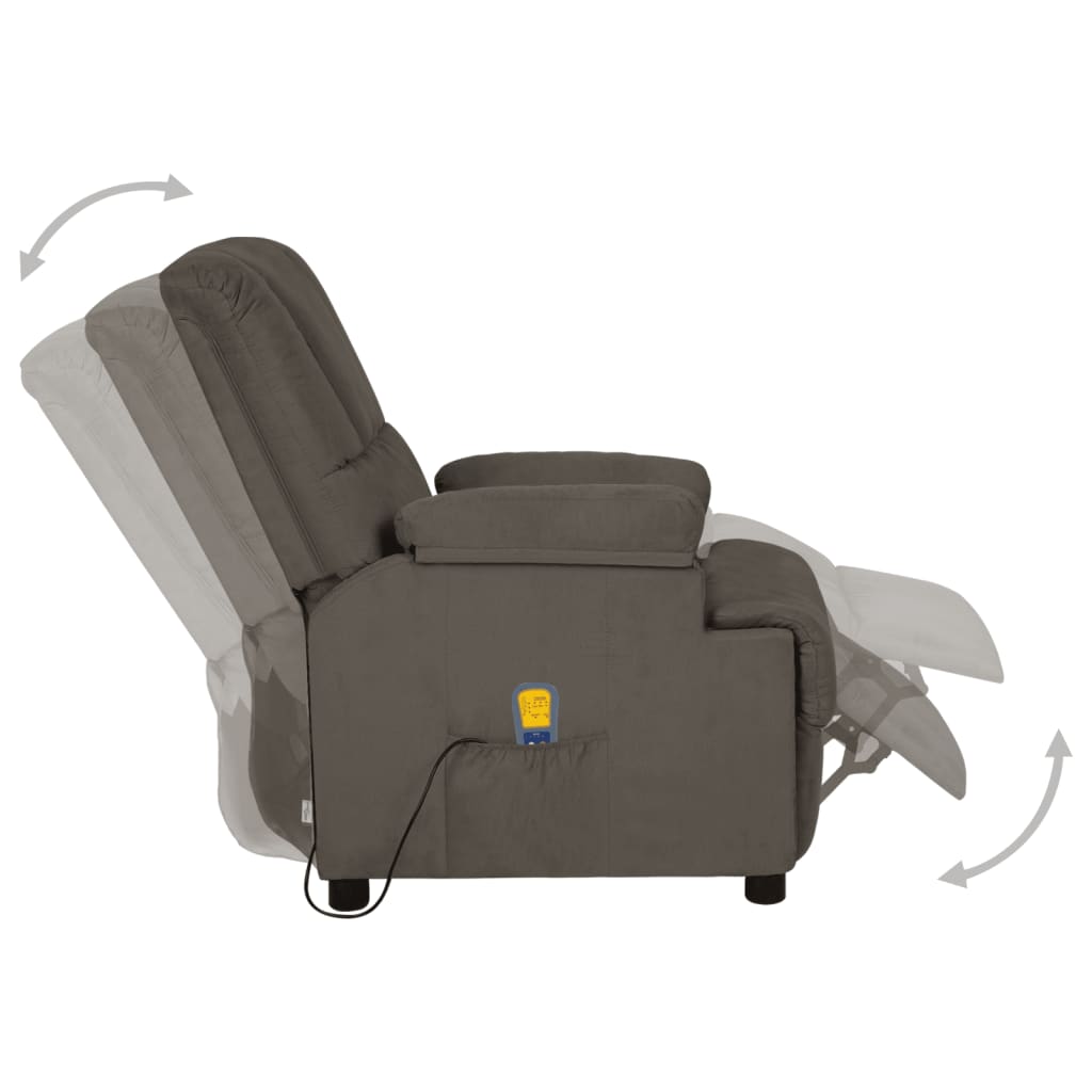 Poltrona de massagens tecido microfibra cinzento-escuro