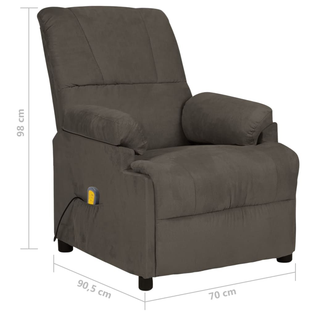 Poltrona de massagens tecido microfibra cinzento-escuro