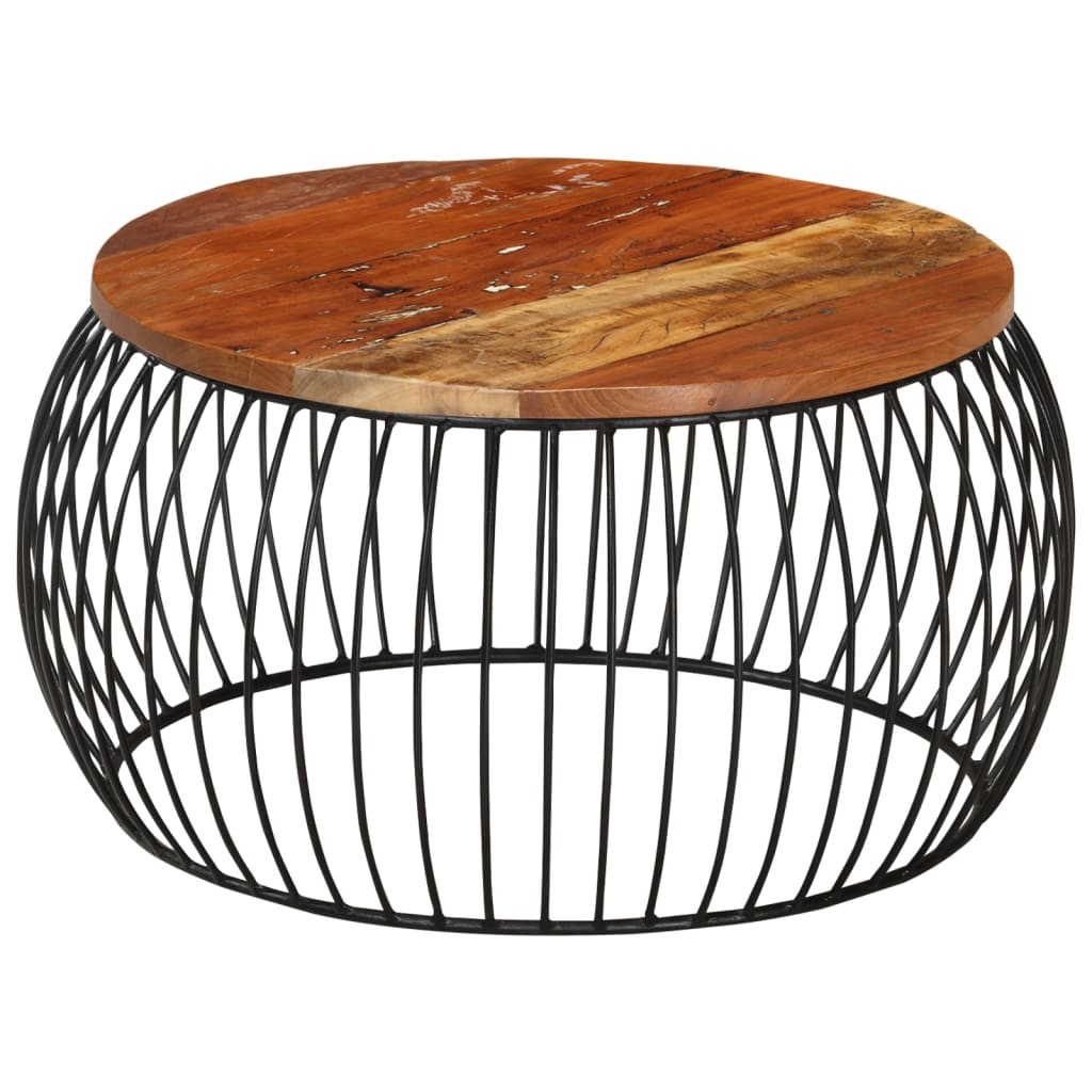 Mesa de centro Ø68 cm madeira recuperada maciça