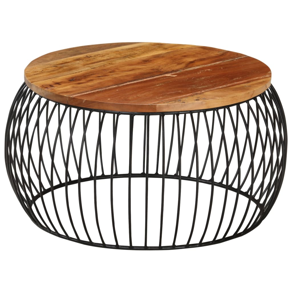 Mesa de centro Ø68 cm madeira recuperada maciça