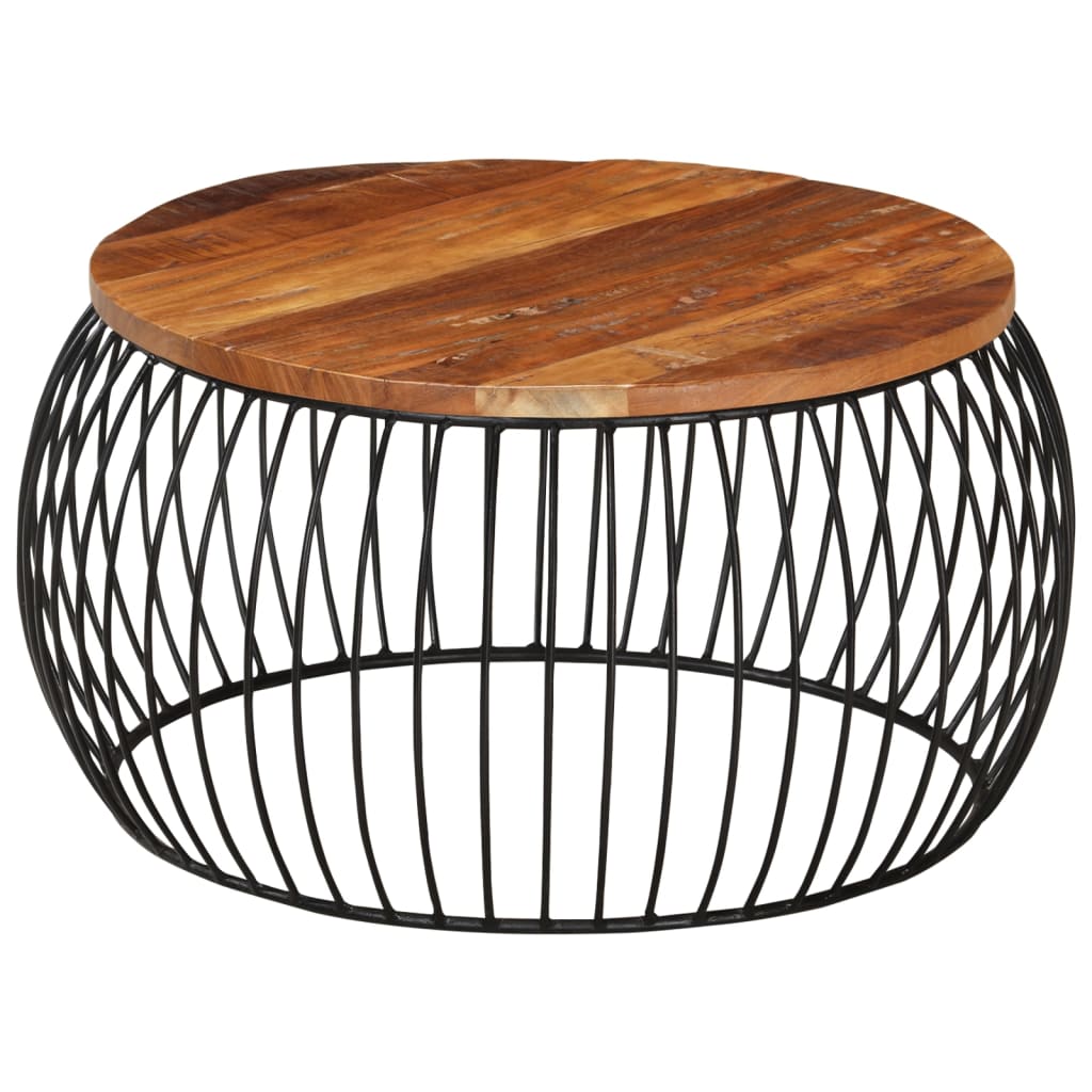 Mesa de centro Ø68 cm madeira recuperada maciça