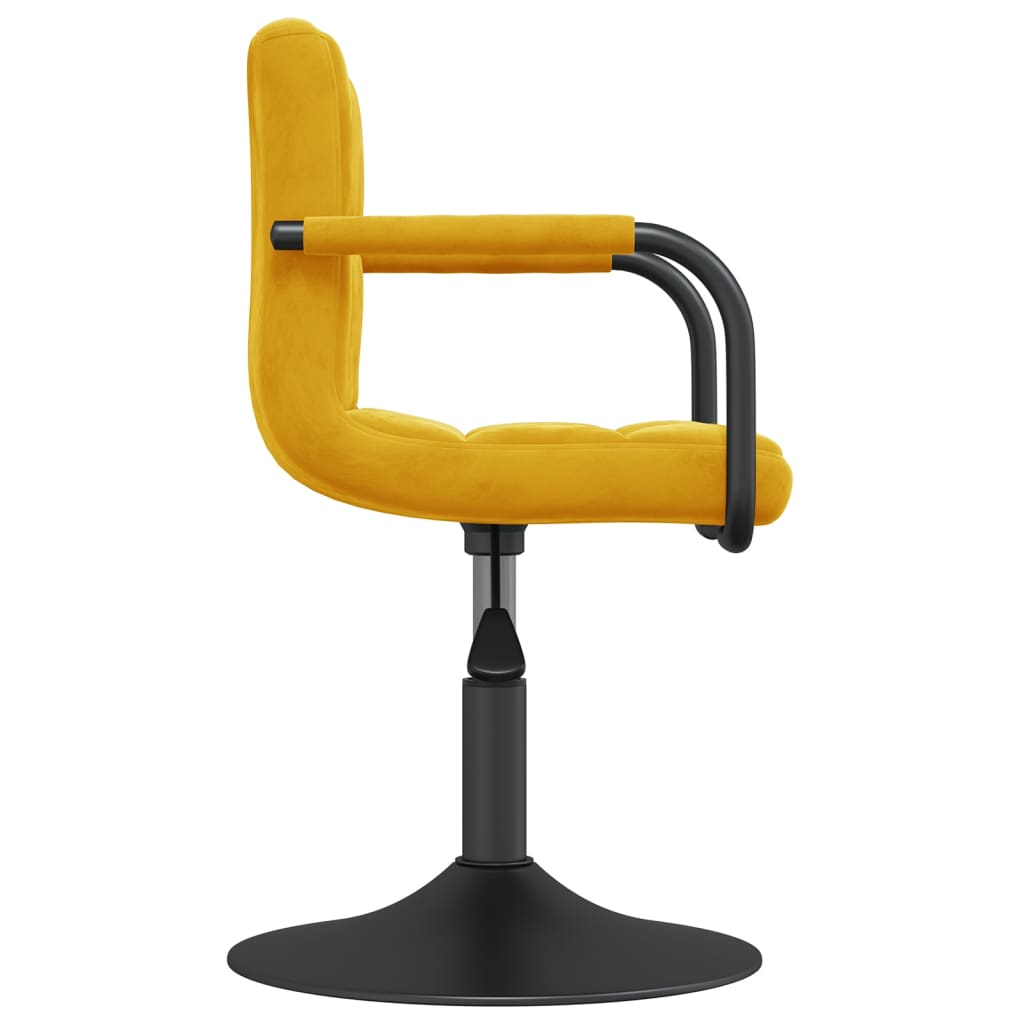 Cadeira de jantar veludo amarelo mostarda