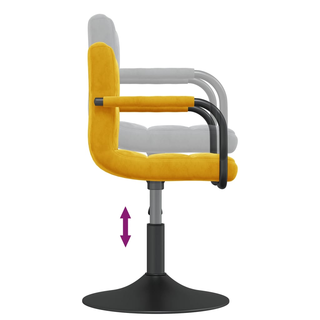Cadeira de jantar veludo amarelo mostarda