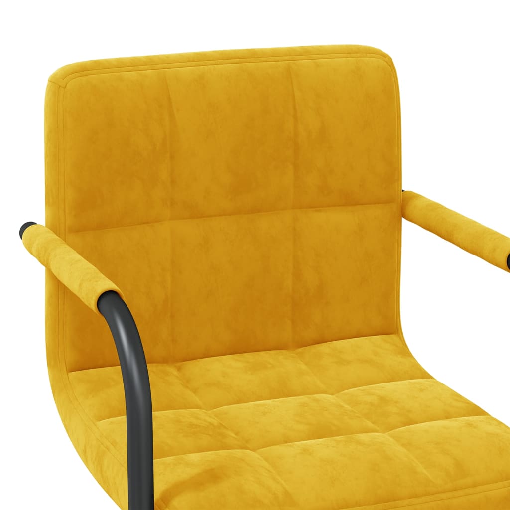 Cadeira de jantar veludo amarelo mostarda