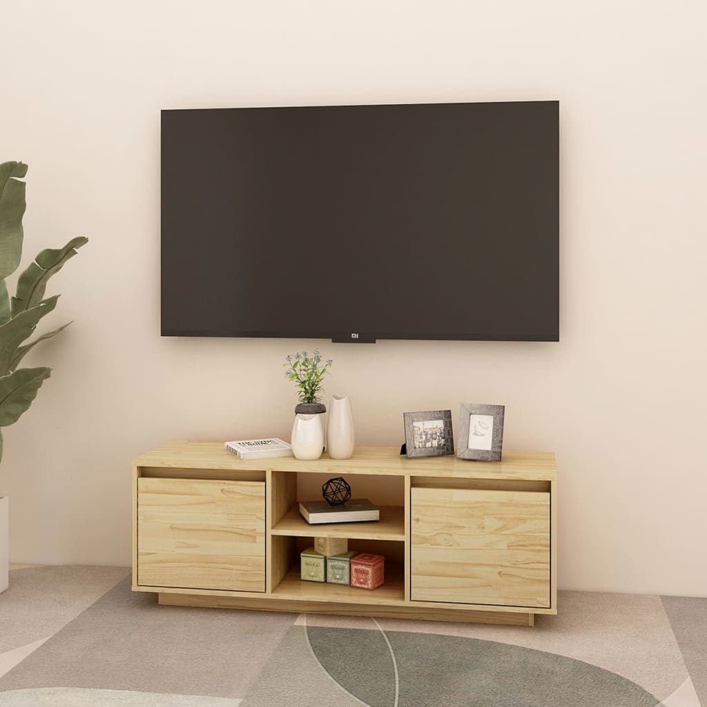 Móvel de TV 110x30x40 cm madeira de pinho maciça branco