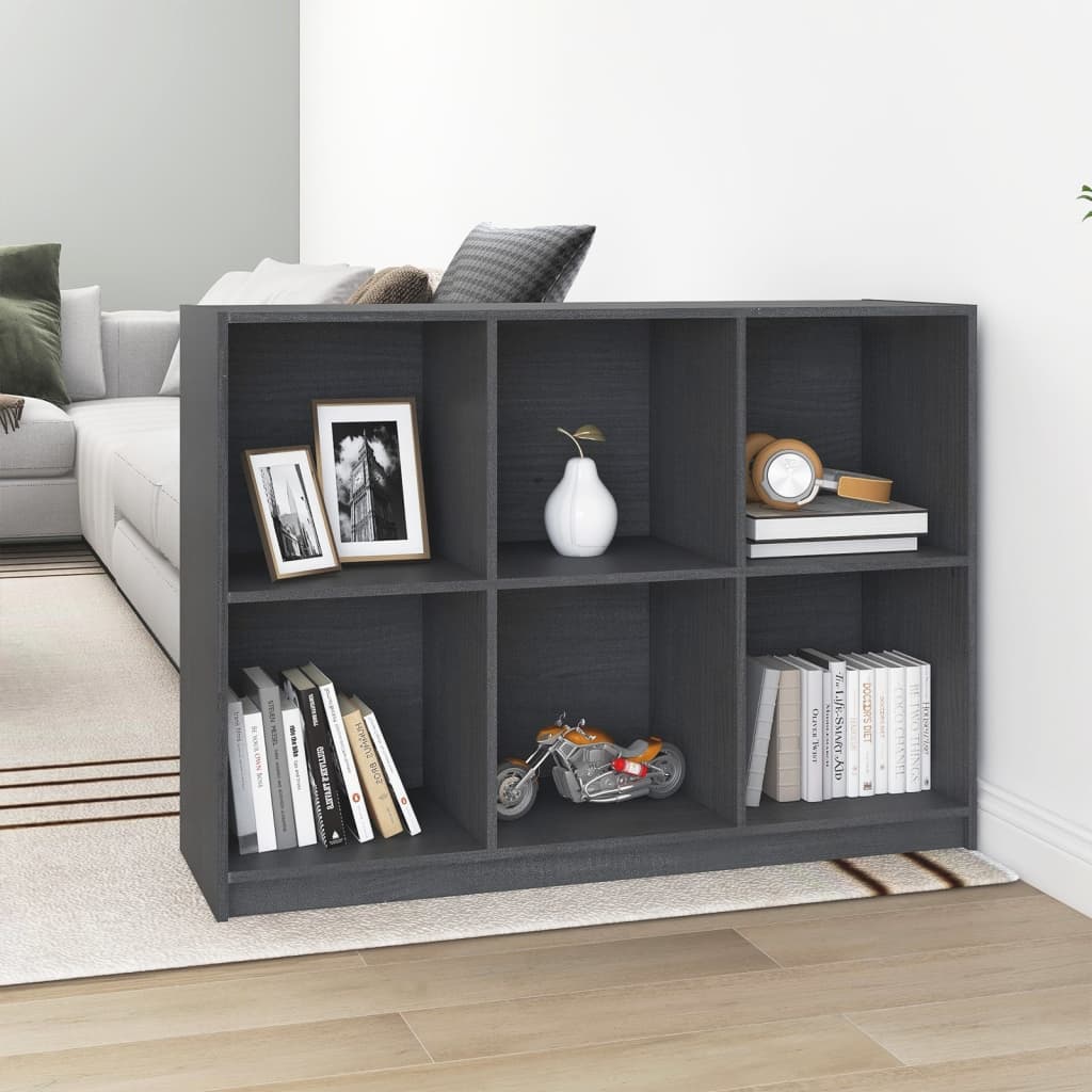 Estante 70x33x110 cm madeira de pinho maciça cinzento