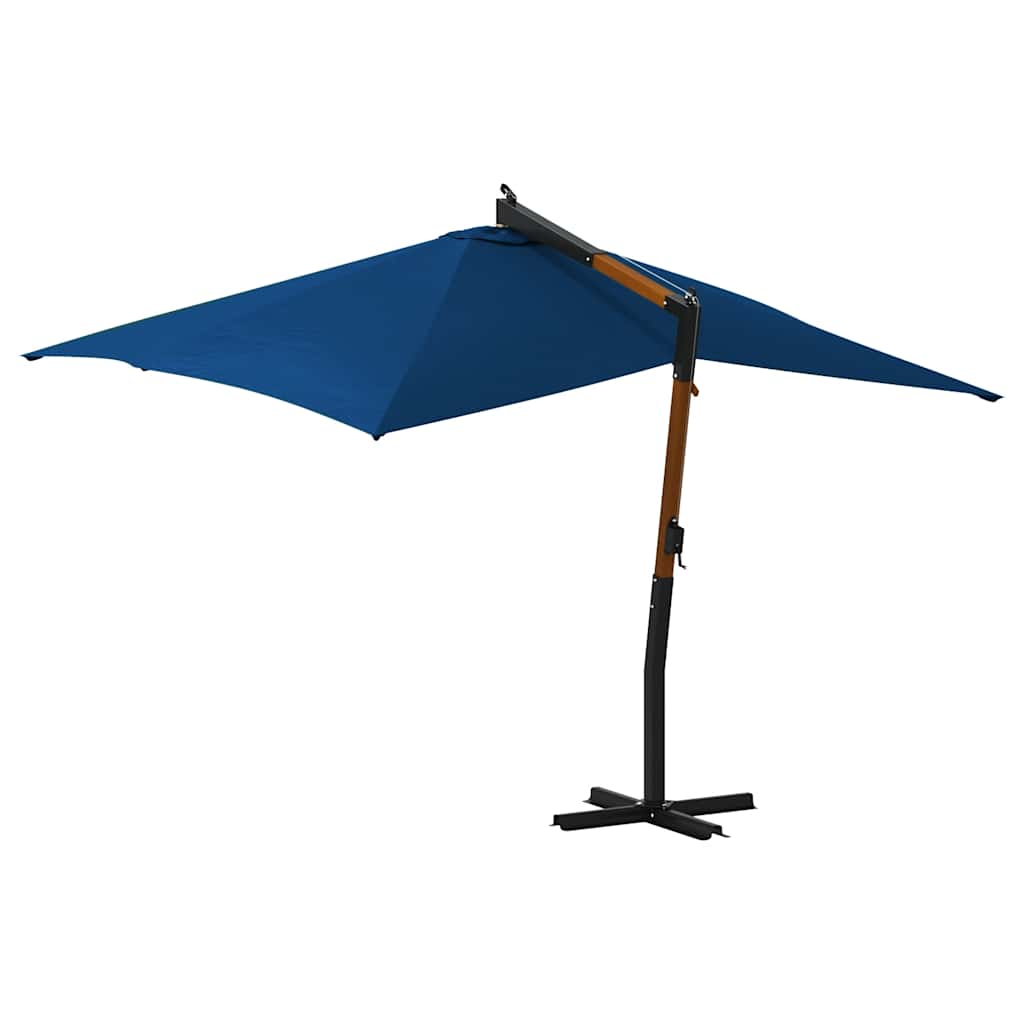 Guarda-sol cantilever c/ poste de madeira 400x300 cm azul
