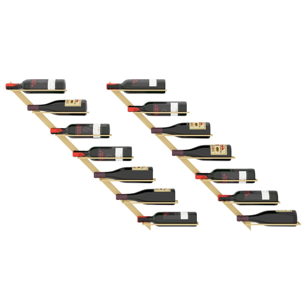 Garrafeira de parede para 7 garrafas metal dourado