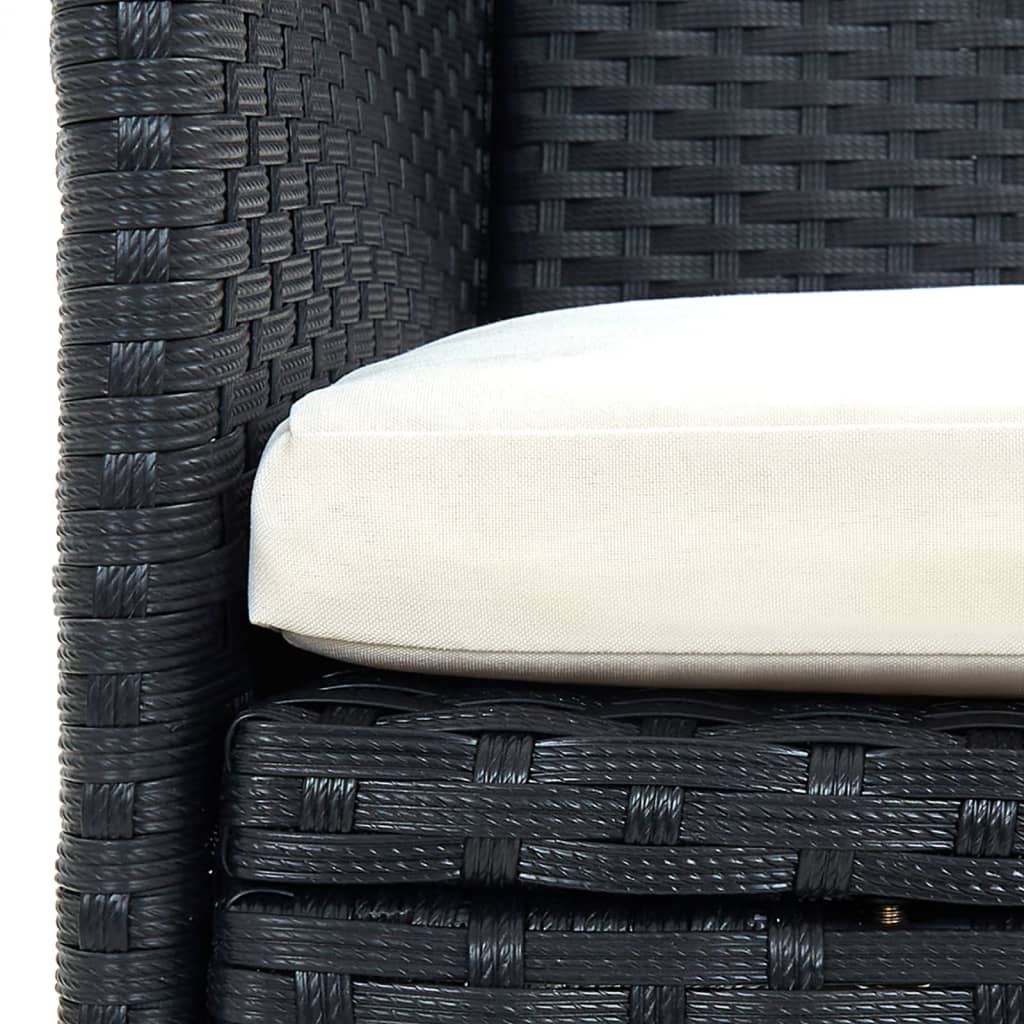 3 pcs conjunto de jantar p/ exterior c/ almofadões vime PE bege