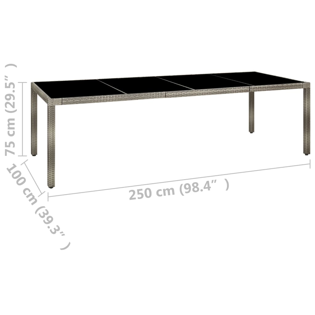 5pcs conjunto de jantar p/ exterior c/ almofadões vime PE cinza