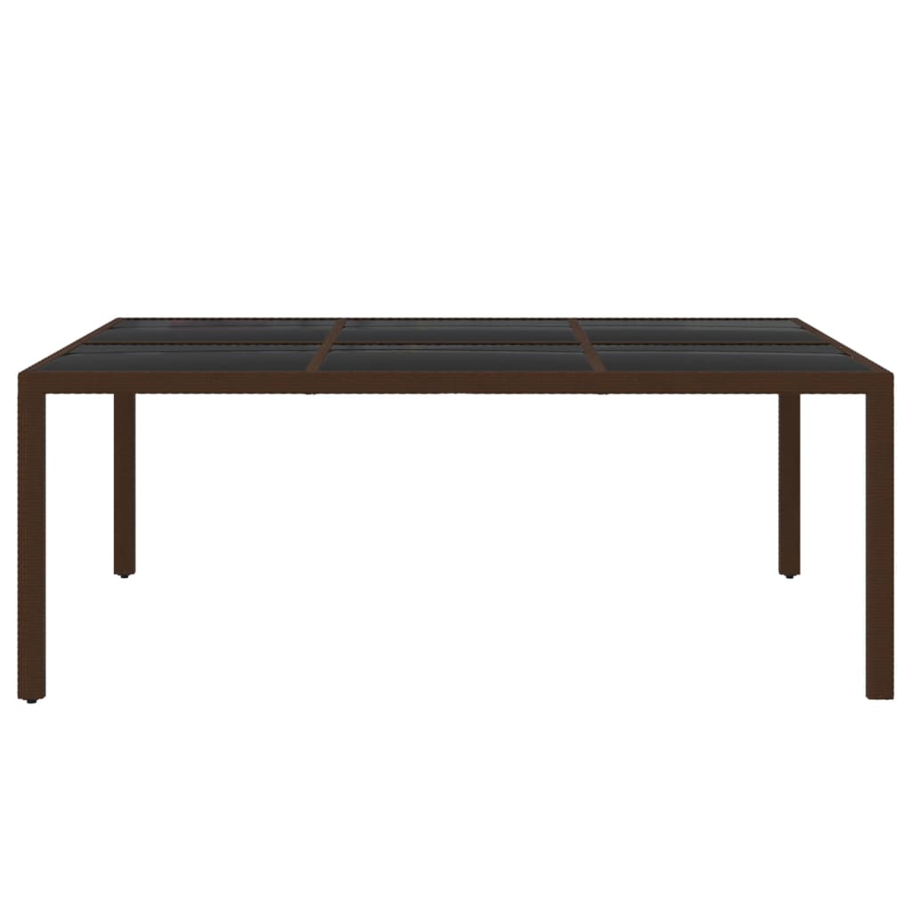 11 pcs conjunto de jantar para jardim vime PE castanho