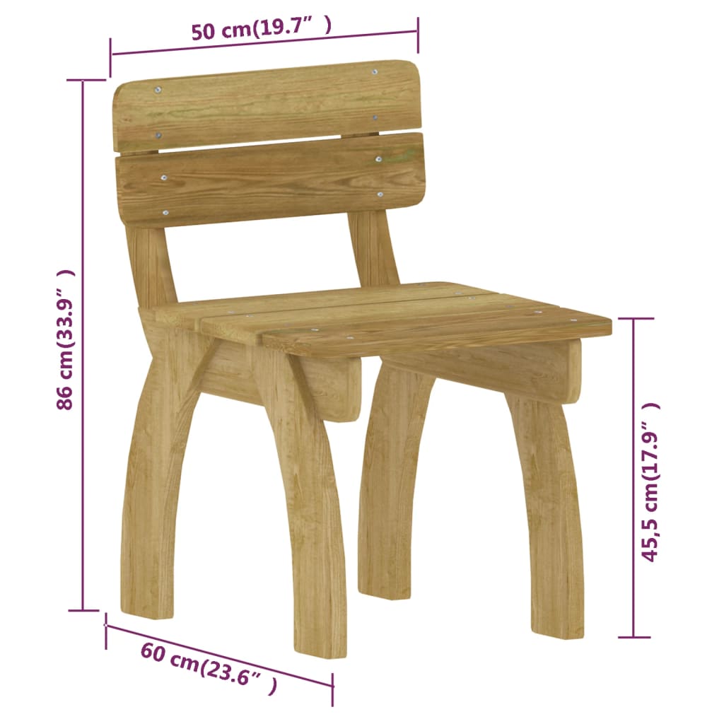 3 pcs conjunto de jantar p/ jardim pinho impregnado