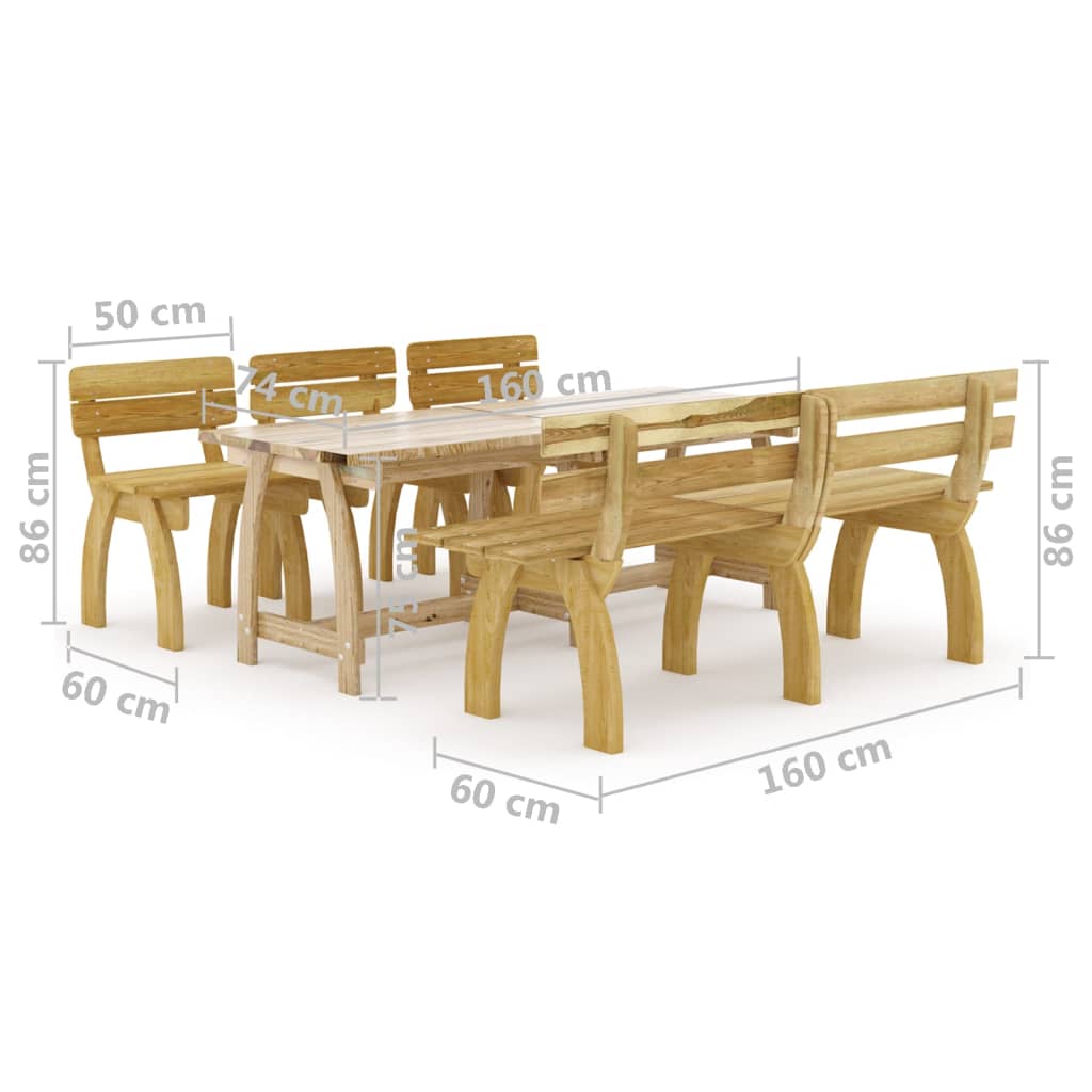 3 pcs conjunto de jantar p/ jardim pinho impregnado