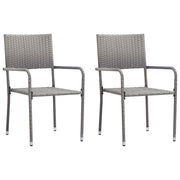 Cadeiras de jantar empilháveis para jardim 2 pcs vime PE cinza