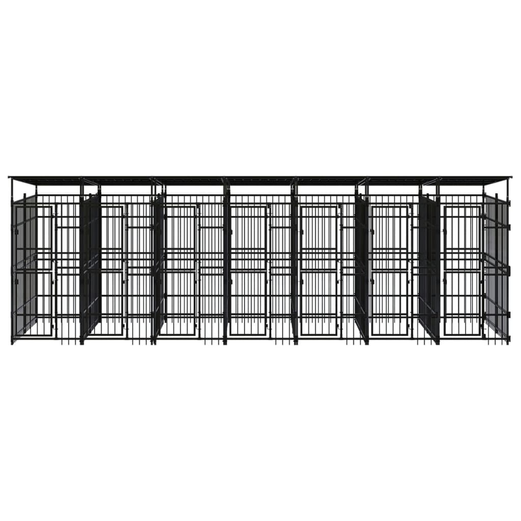 Canil de exterior com telhado 12,9 m² aço