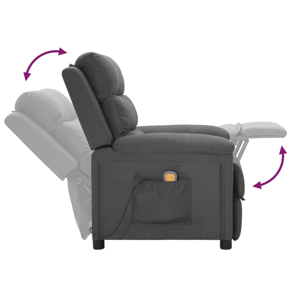 Poltrona de massagens tecido cinzento-escuro