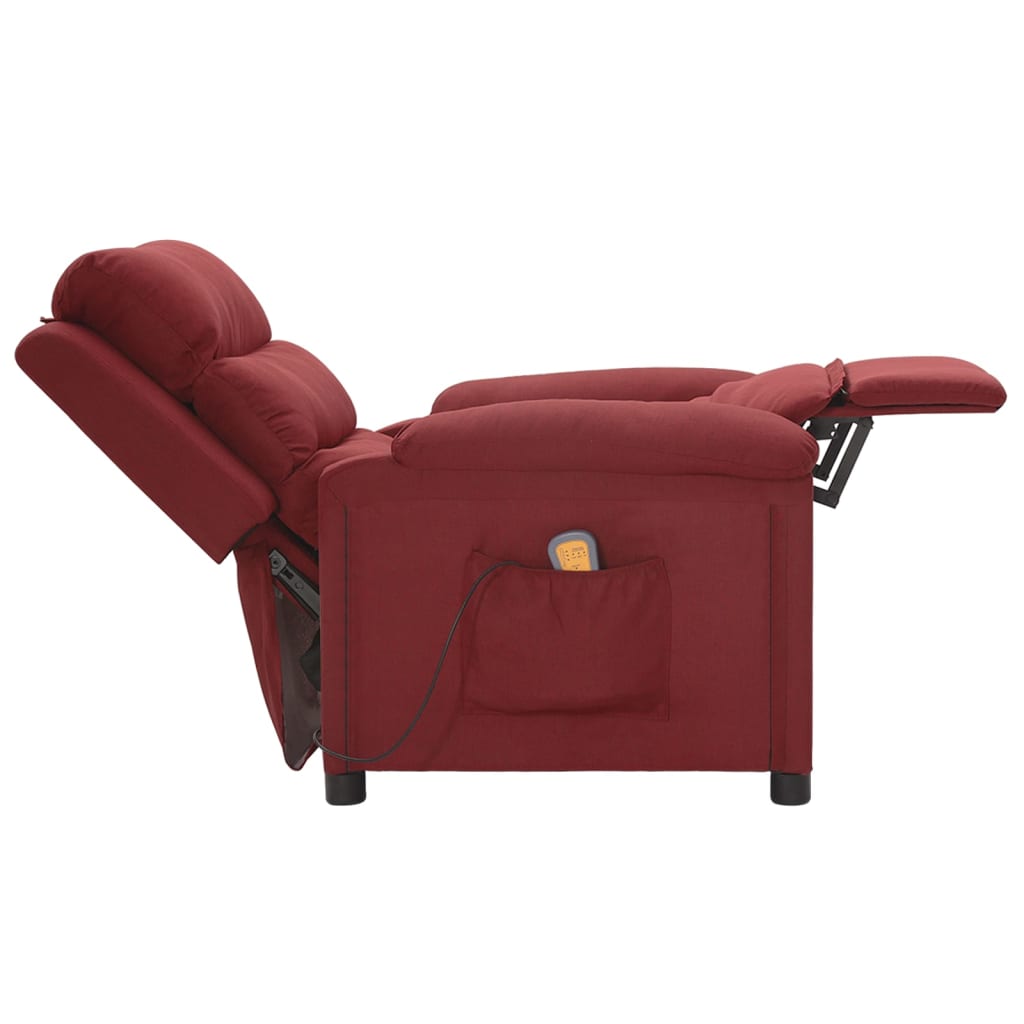 Poltrona de massagens elétrica reclinável tecido vermelho tinto