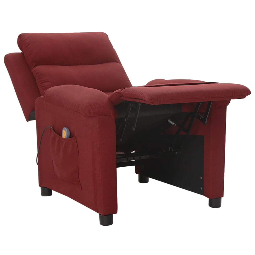 Poltrona de massagens elétrica reclinável tecido vermelho tinto