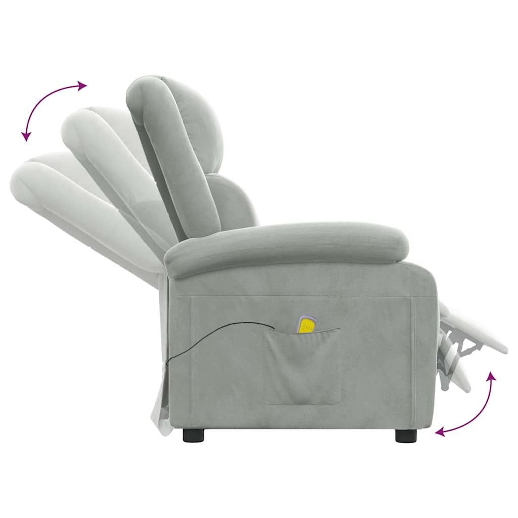 Poltrona de massagens veludo cinzento-claro