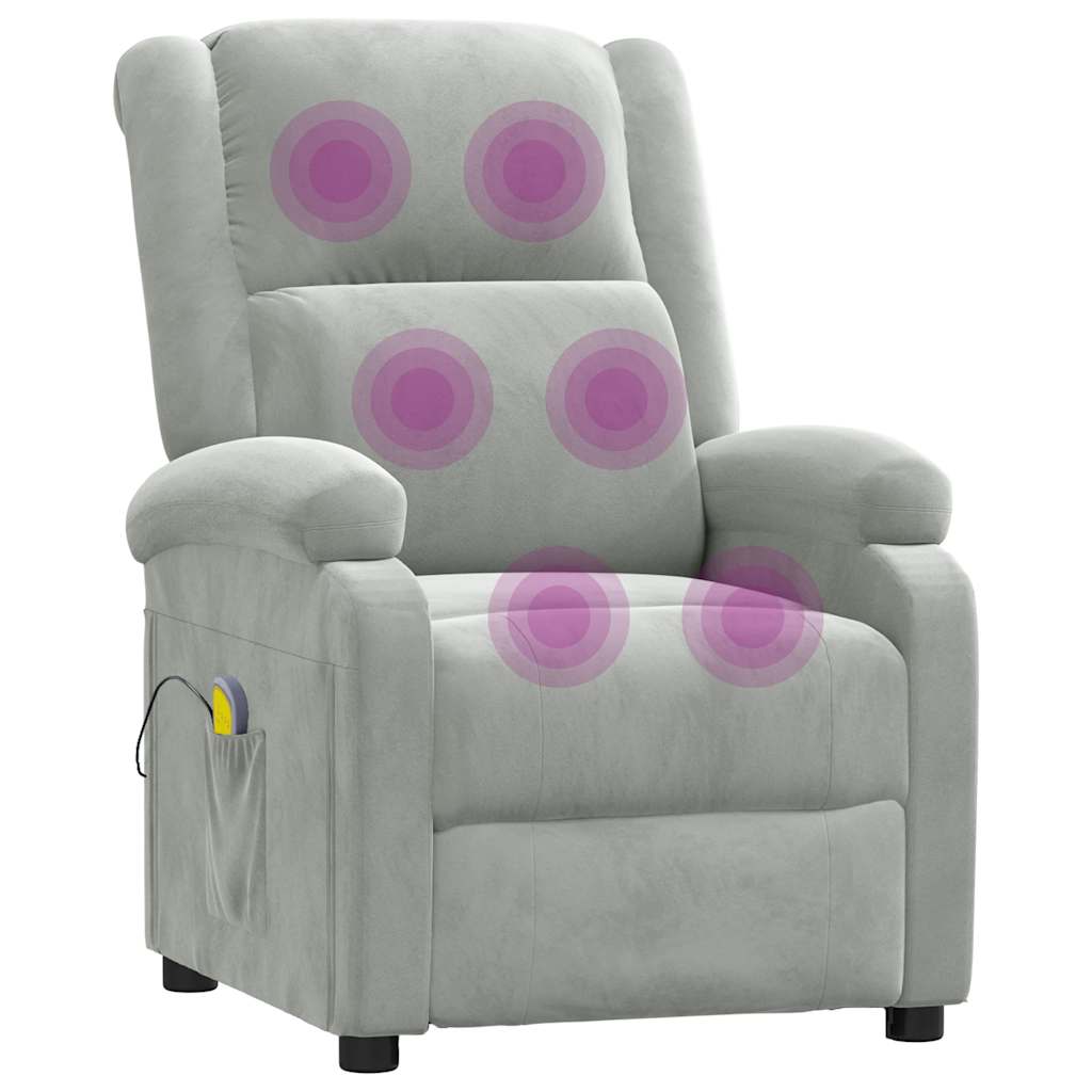 Poltrona de massagens veludo cinzento-claro