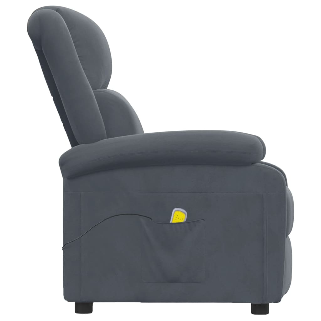 Poltrona de massagens veludo cinza-escuro