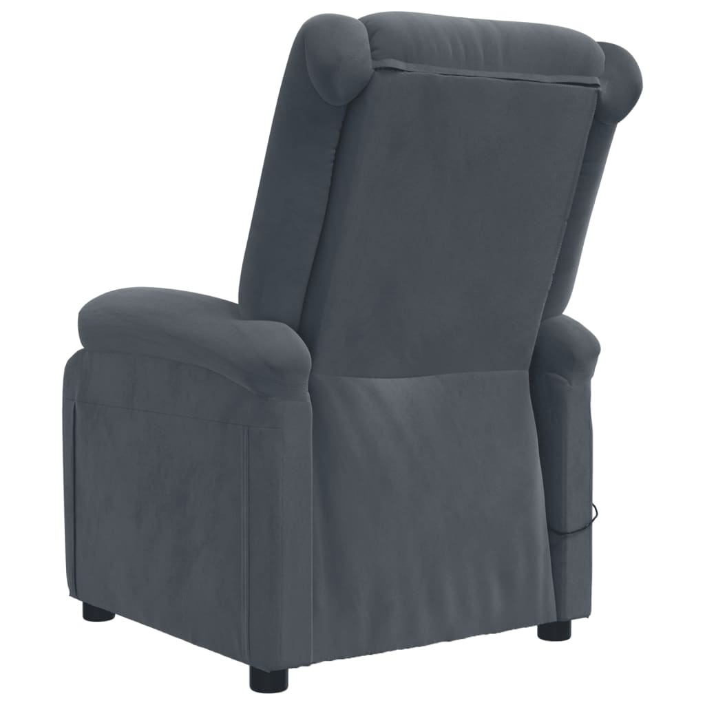 Poltrona de massagens veludo cinza-escuro