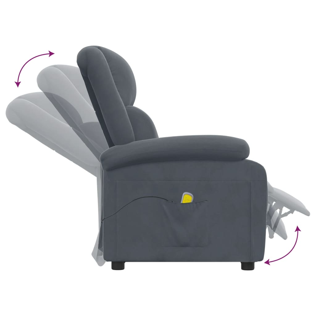 Poltrona de massagens veludo cinza-escuro