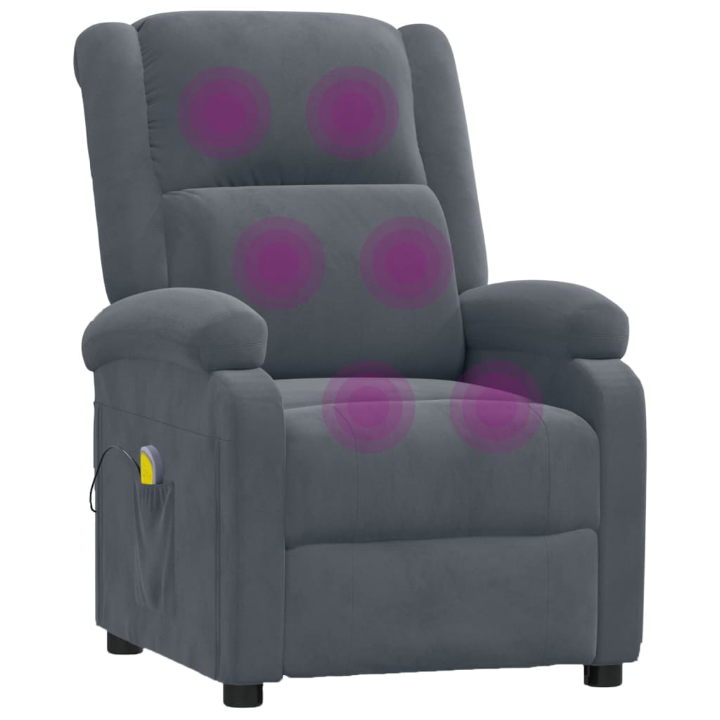 Poltrona de massagens veludo cinza-escuro