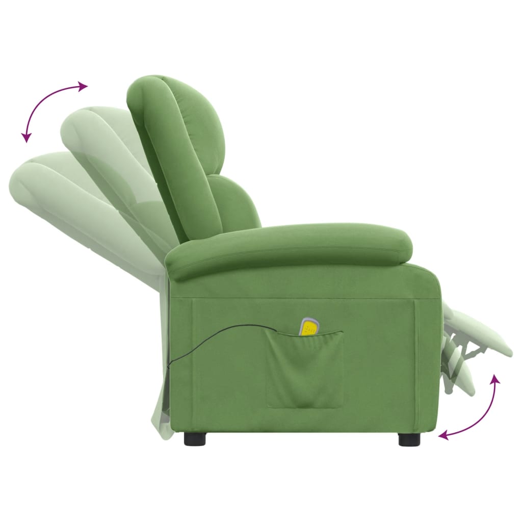 Poltrona de massagens veludo verde-claro