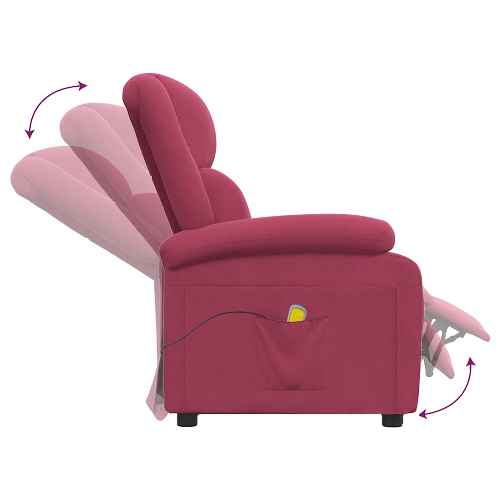 Poltrona de massagens veludo vermelho tinto