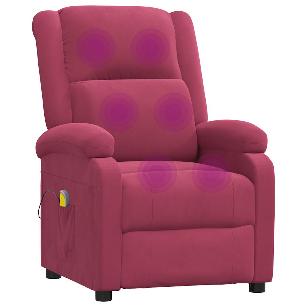 Poltrona de massagens veludo vermelho tinto