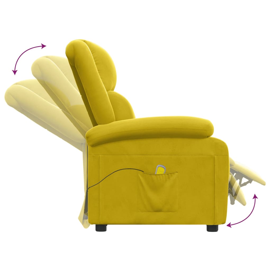 Poltrona de massagens veludo amarelo