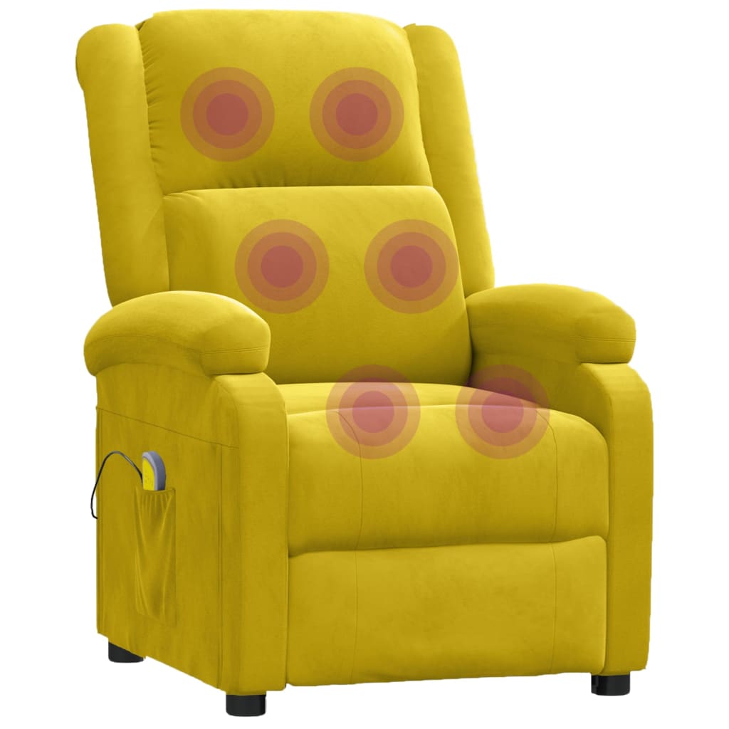Poltrona de massagens veludo amarelo