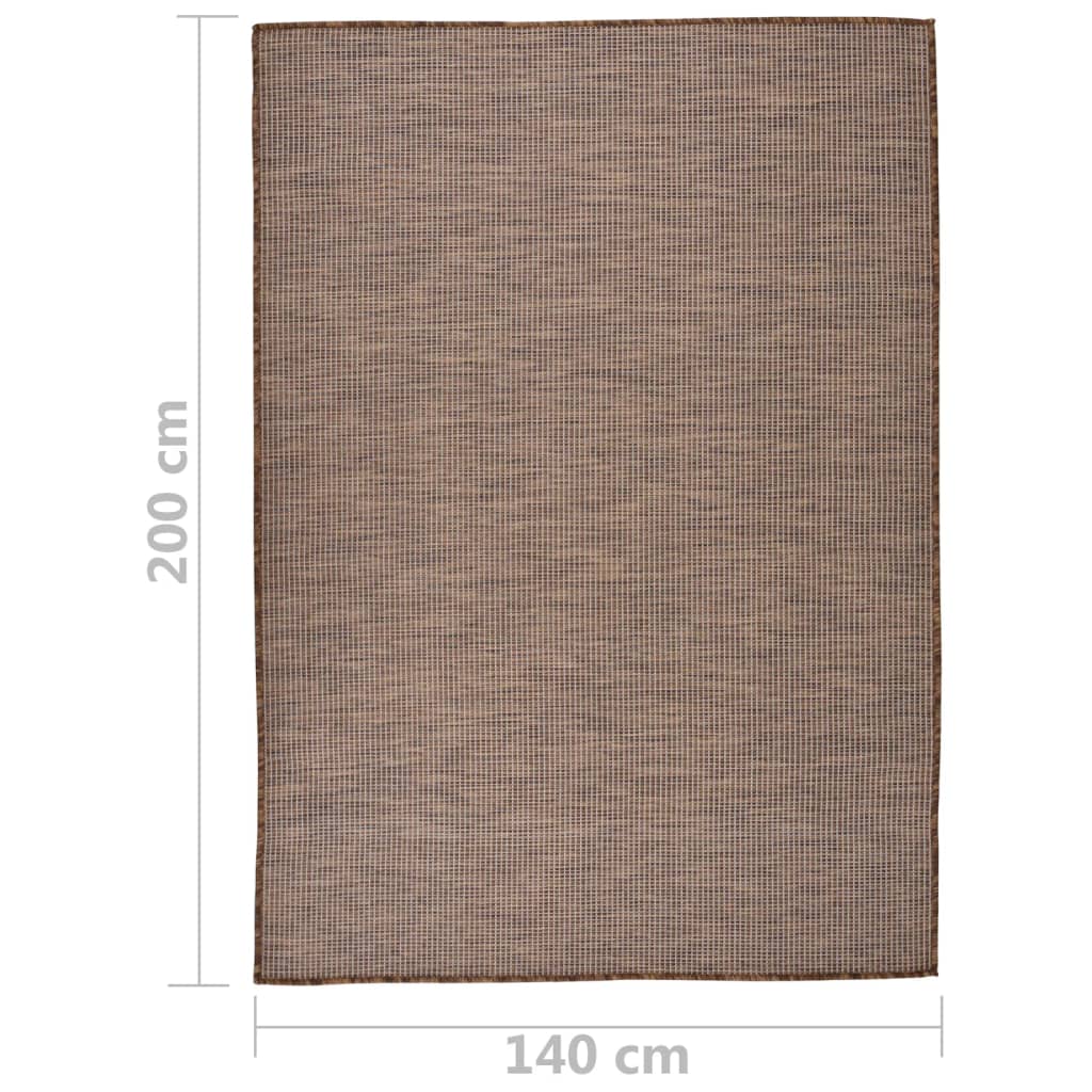 Tapete de tecido plano para exterior 140x200 cm castanho