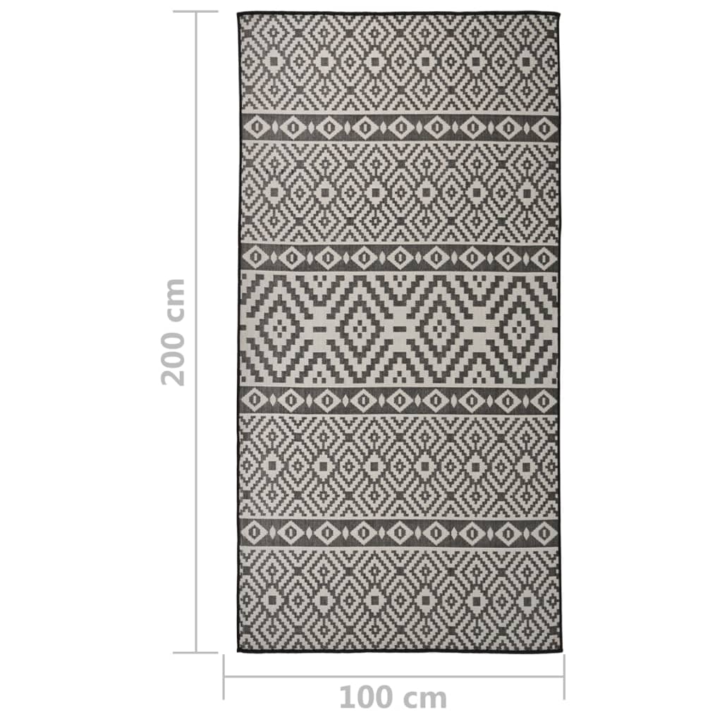 Tapete de tecido plano para exterior 100x200 cm riscas pretas
