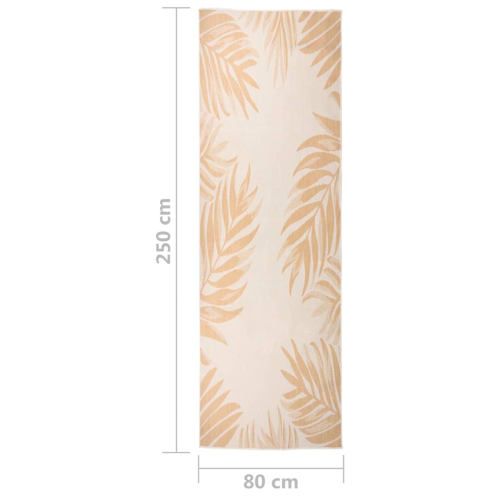 Tapete de tecido plano para exterior 80x250 cm padrão folhas