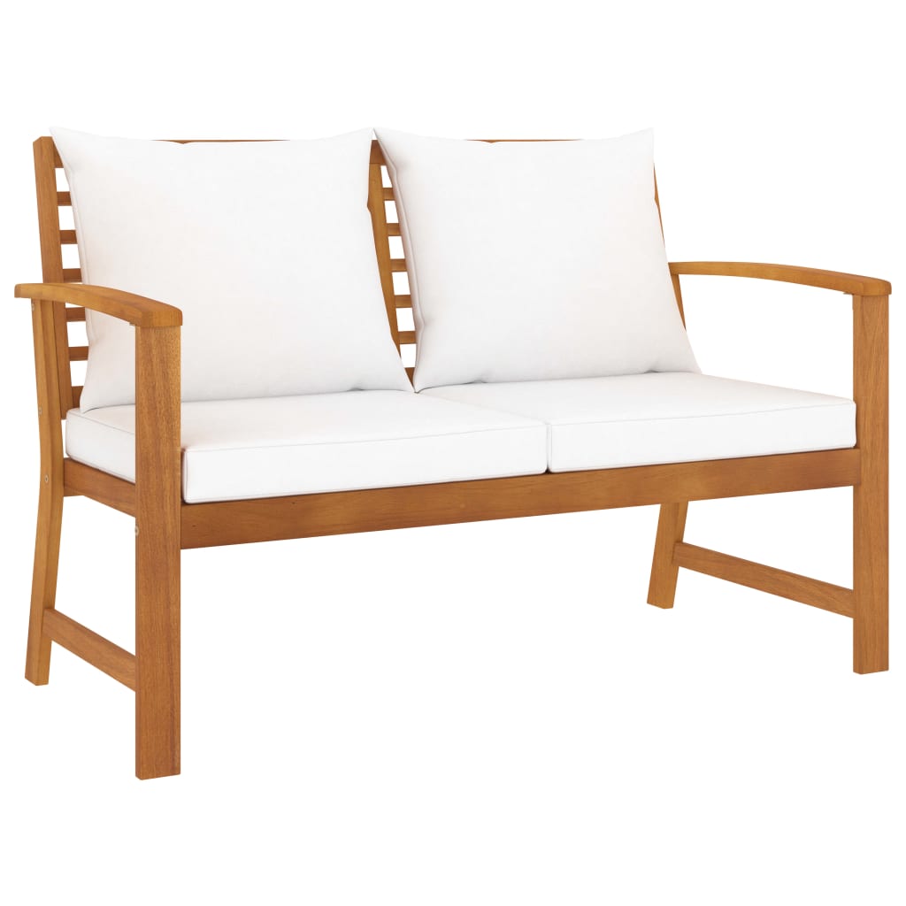 Banco de jardim com almofadão cor creme 120 cm acácia maciça
