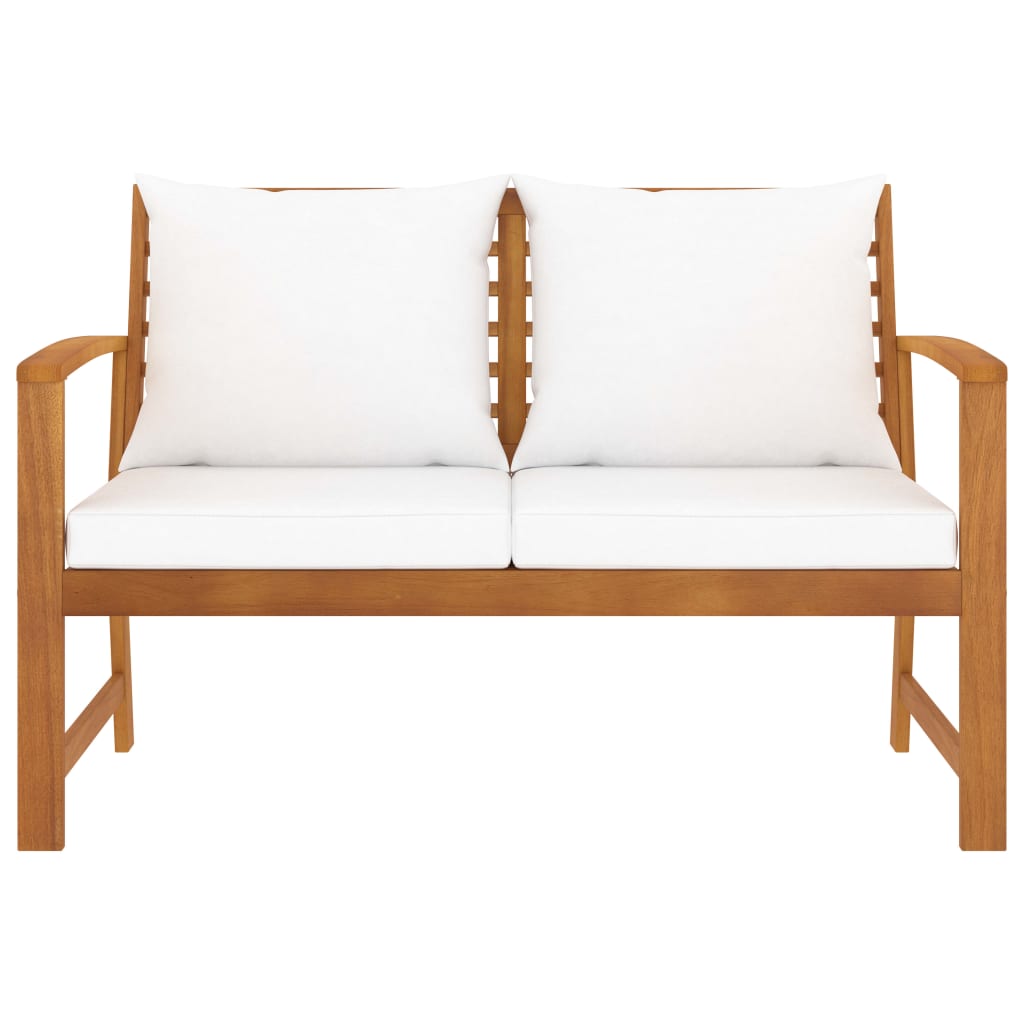Banco de jardim com almofadão cor creme 120 cm acácia maciça