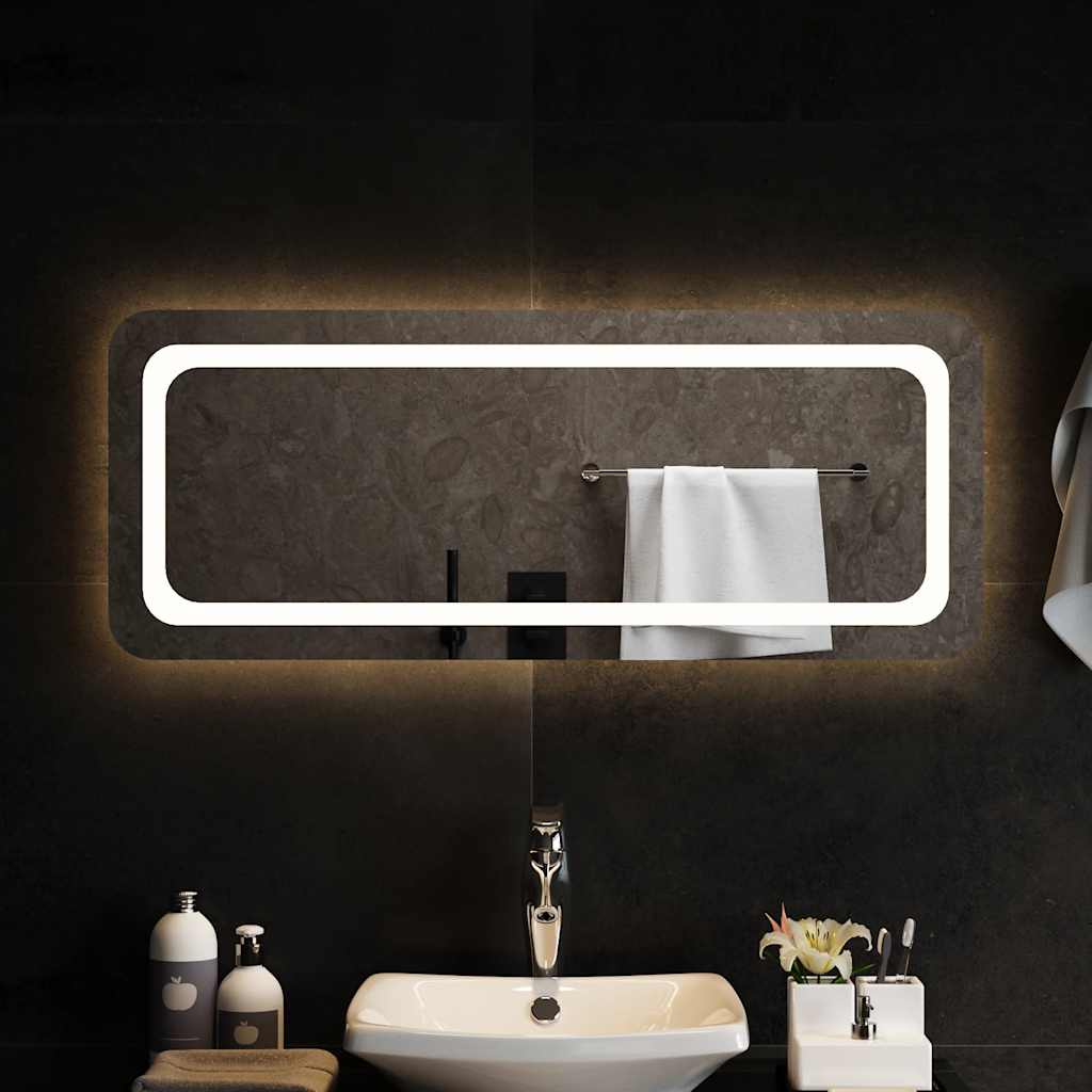 Espelho de casa de banho com luzes LED 100x40 cm