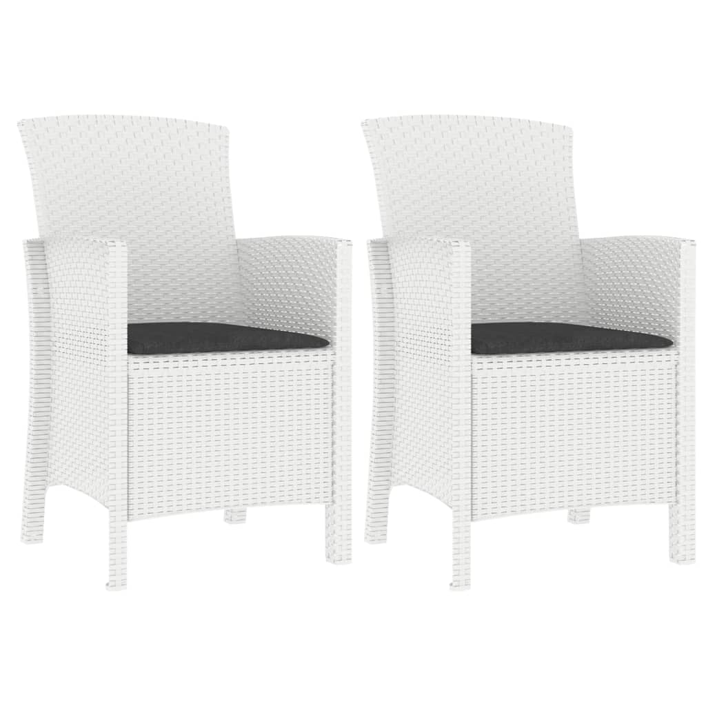 3 pcs conjunto lounge jardim com almofadões vime PP branco