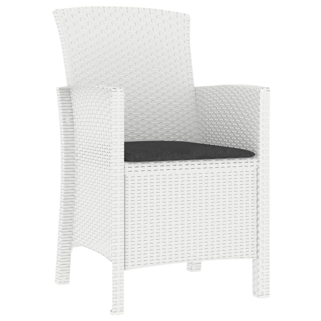 3 pcs conjunto lounge jardim com almofadões vime PP branco