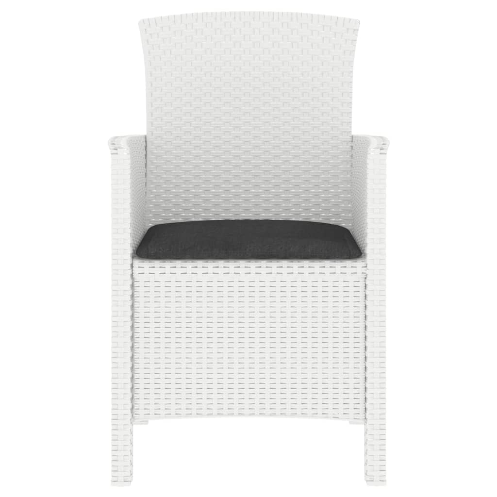 3 pcs conjunto lounge jardim com almofadões vime PP branco
