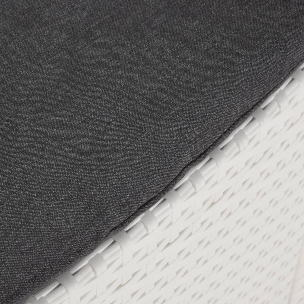 3 pcs conjunto lounge jardim com almofadões vime PP branco