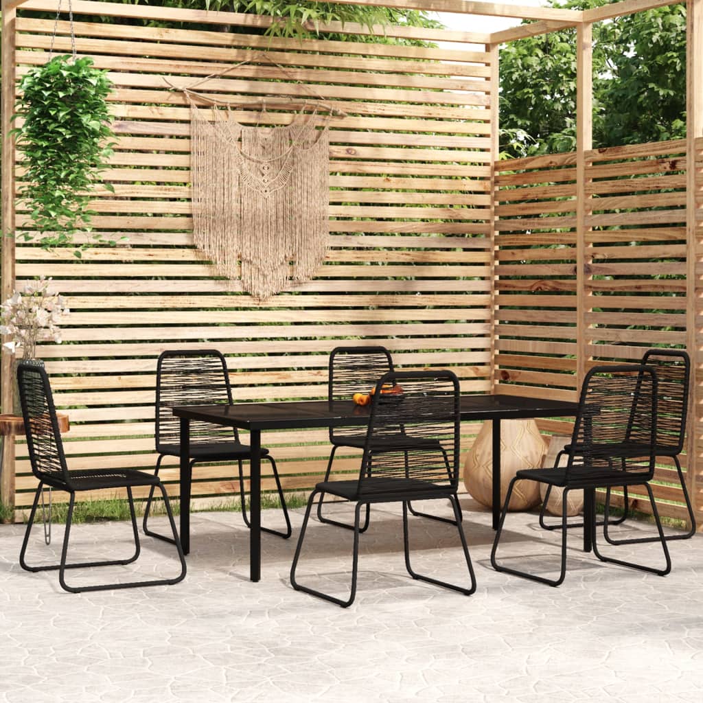 5 pcs Conjunto de jantar para jardim preto
