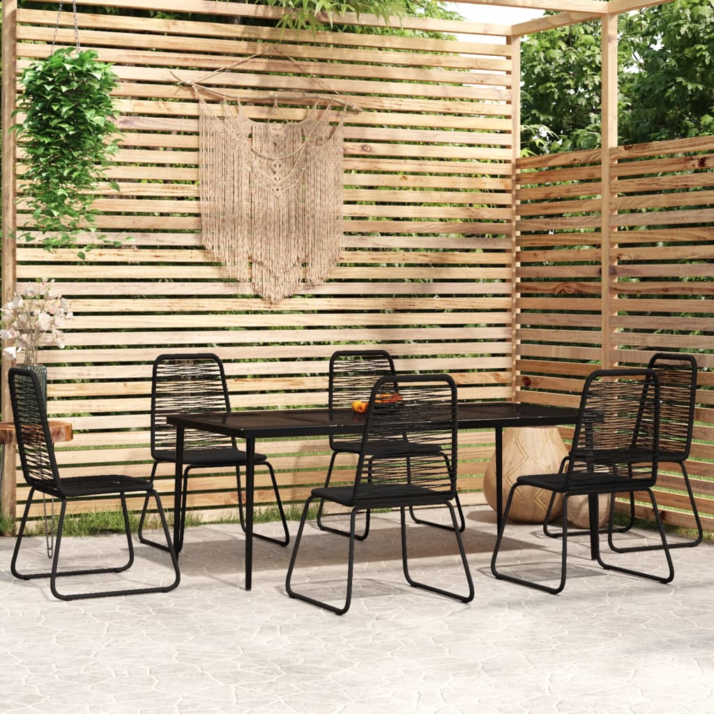 5 pcs Conjunto de jantar para jardim preto
