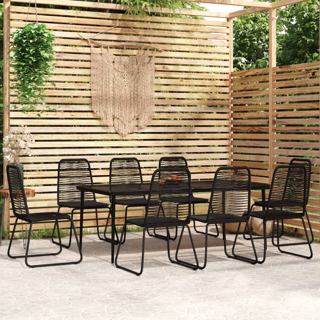5 pcs Conjunto de jantar para jardim preto